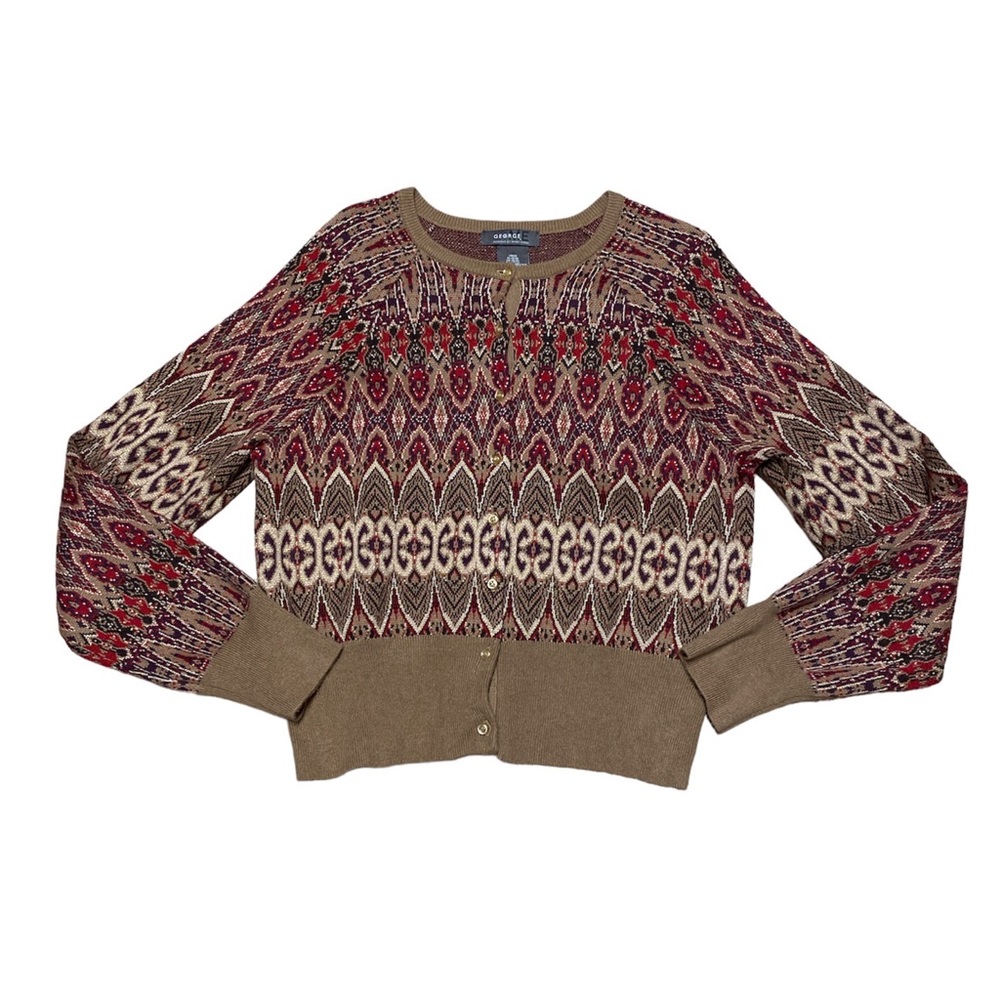 George Me by Mark Eisen Cardigan Sweater Womens XL Geometric Business Casual Top